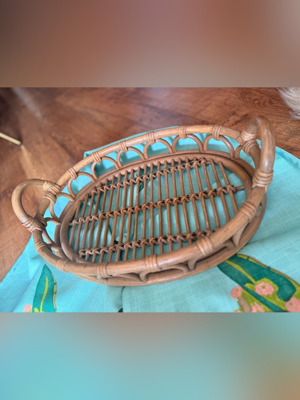 Woven Rattan Oval Serving Tray - Natural Brown